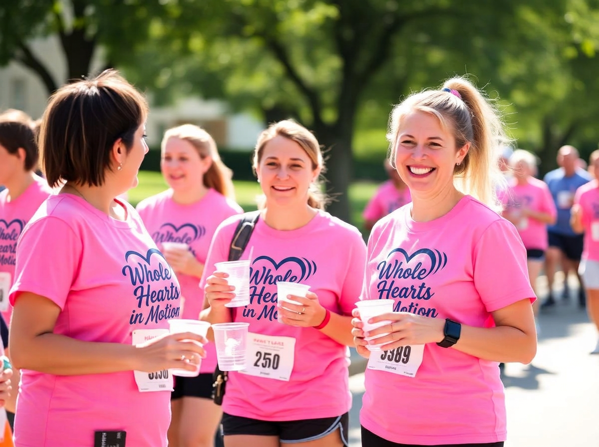Volunteers handing out water at a community race